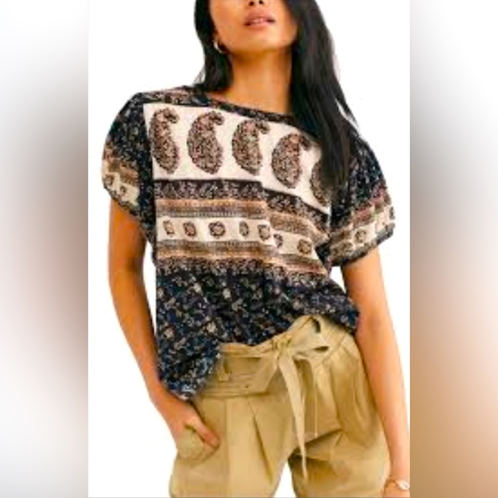 Free People Paisley Tee Size Large